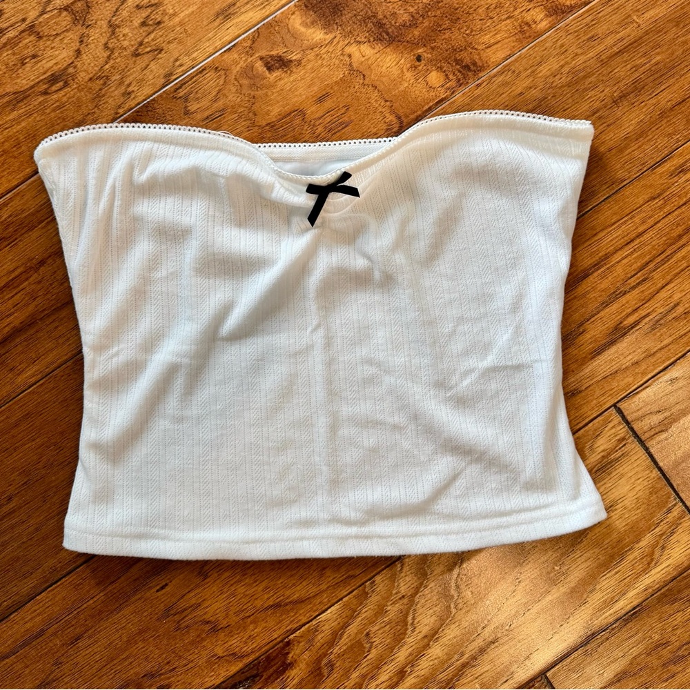 Princess Polly White Strapless Top with Bow Accent